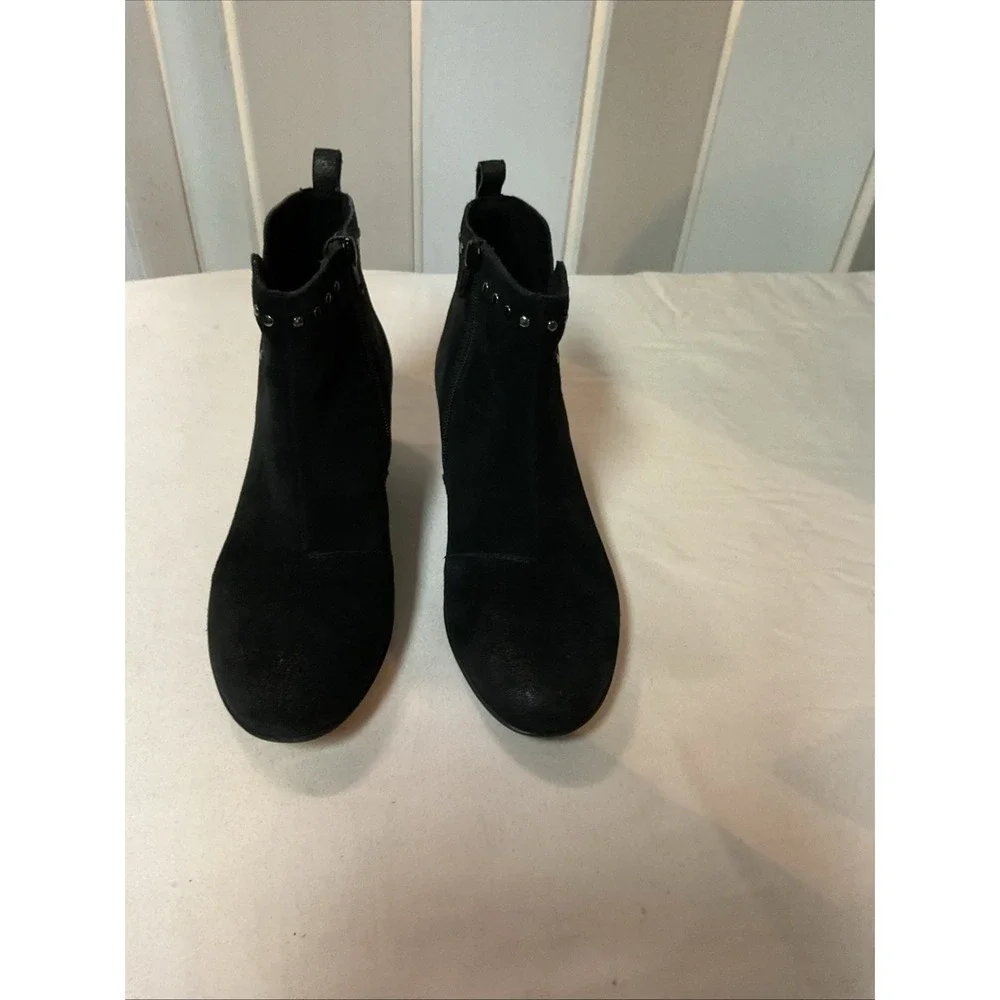 Suede Black Boots Womens Sz 6 (37) Dry Tex Waterproof Pull On Side Zip Leather